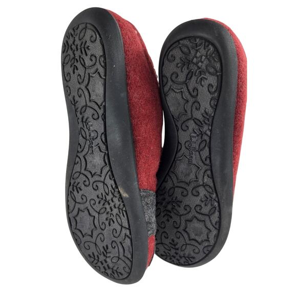 LL Bean Womens Daybreak Scuffs Kitty Cat Wool Comfort Slippers Rubber Sole Red - Picture 2 of 5